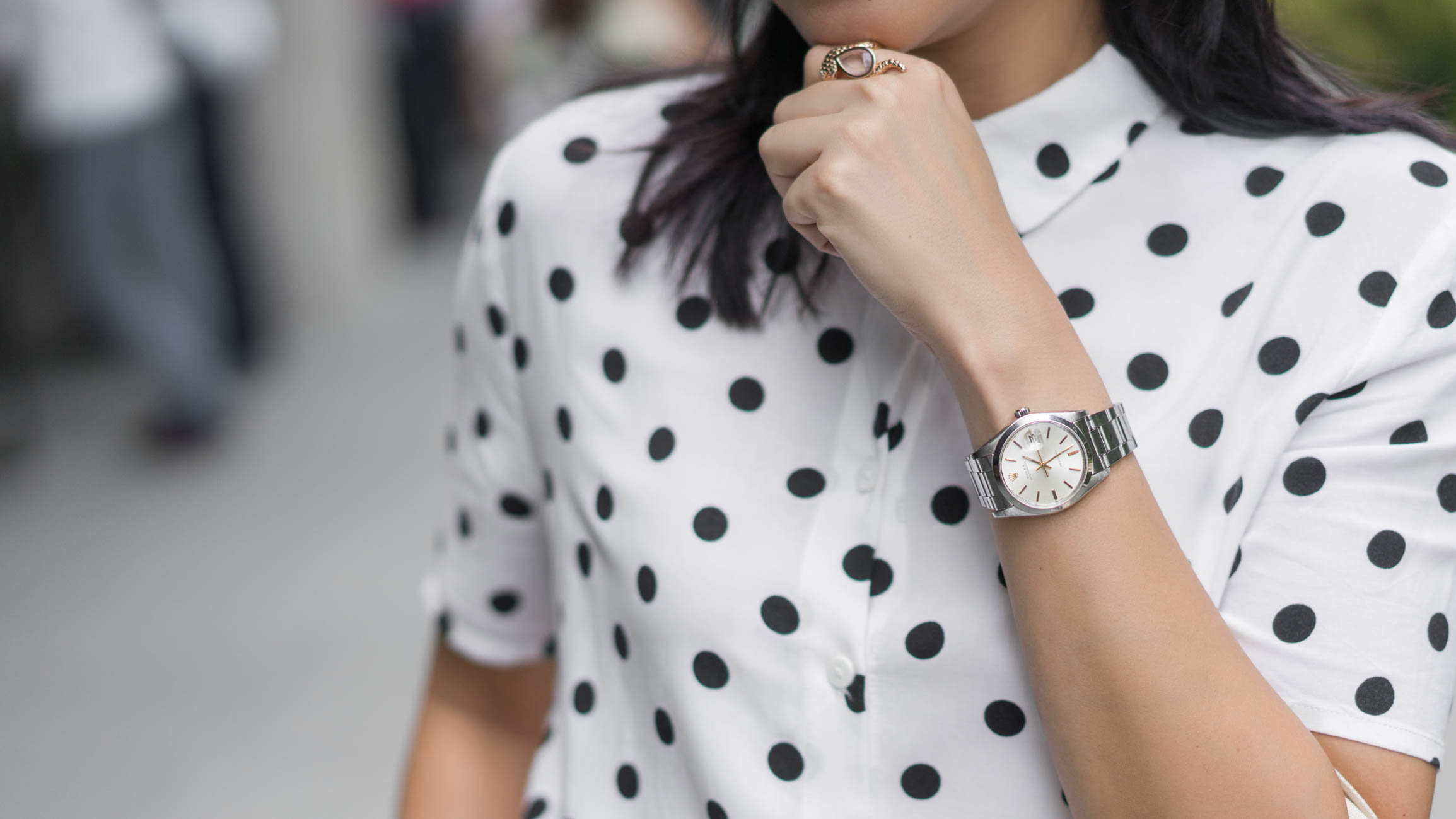 Jeanne-Communications-Singapore-Top_HM-Pants_Vintage-Watch_Vintage_Rolex-Shoes_Witchery-Bag_Yayoi_Kusama-4