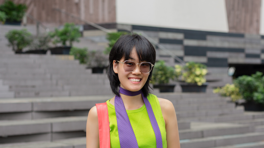 Claire-Student-Singaporean-Tie_Thrifty_Trendz-Top_Zara-Tights_Shopee-Shoes_Melissa-Bag_Carousell__Wittner-Keychain_BT21-Glasses_Owndays-UNIFORM-23052024-4